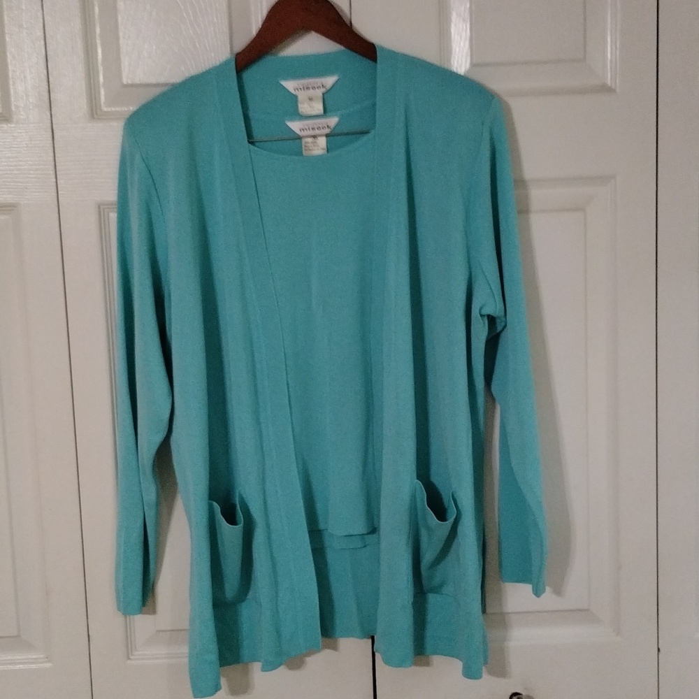 Misook 2 piece sleeve less blouse and Jacket size XL